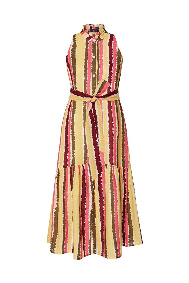 Renk Bloklu Modern Elbise - 6