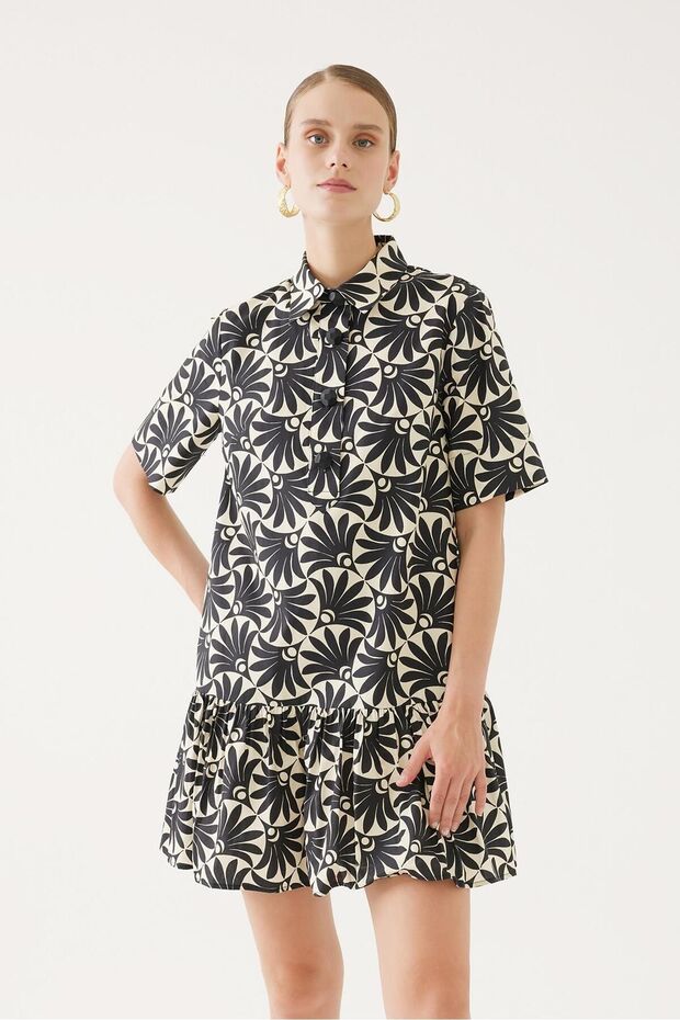 Rochie mini cu guler cămașă - 1