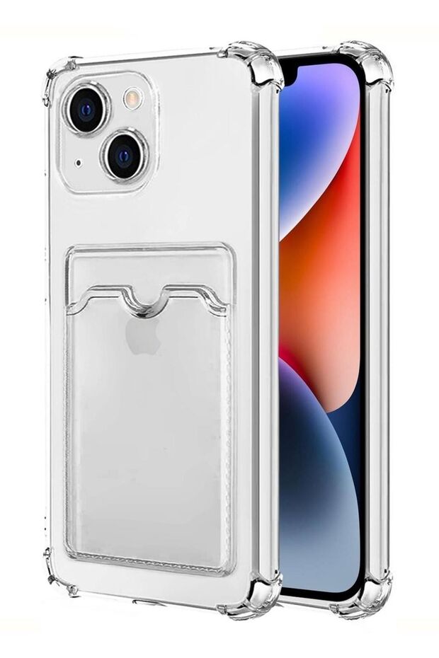 Apple iPhone 15 Plus Case Shock Absorbing Corner Protection Silicone Cover with Card Holder Wallet
