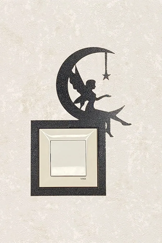 2123 Laser Cut Wooden Socket Frame Single Moon Fairy - 1