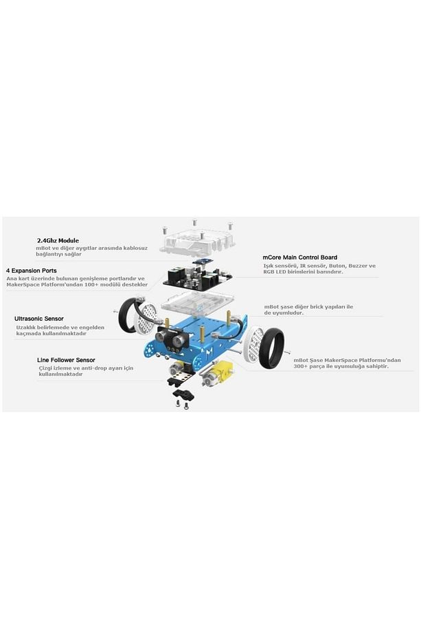 Makeblock Mbot V1.1 Wifi 2.4g Mavi Stem Eğitim Robotu - 5