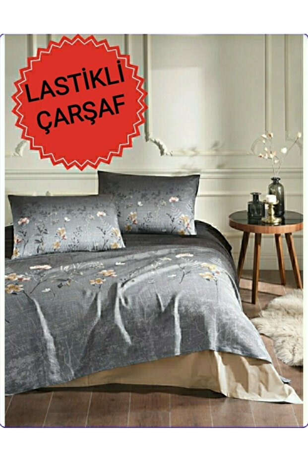 طقم غطاء لحاف مطاطي مزدوج من Özdilek باللون الرمادي من نوع Ramas Secas