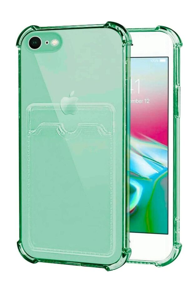 Apple iPhone 7 Case Shock Absorbing Corner Protected Silicone Cover with Card Holder Wallet