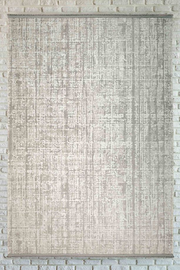 Abstract Desenli Gri Yıkanabilir Kaymaz Taban Şönil Koridor Salon Mutfak Halısı 8115 - 1