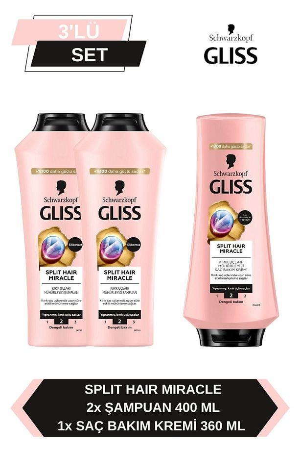 Split Hair Miracle Şampuan 400 Ml X 2 Adet + Split Hair Miracle Saç Kremi 360 Ml - 1