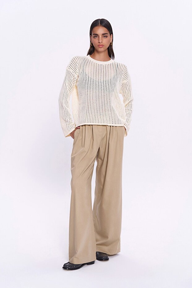 İnce Ajur Triko Ekru - 4