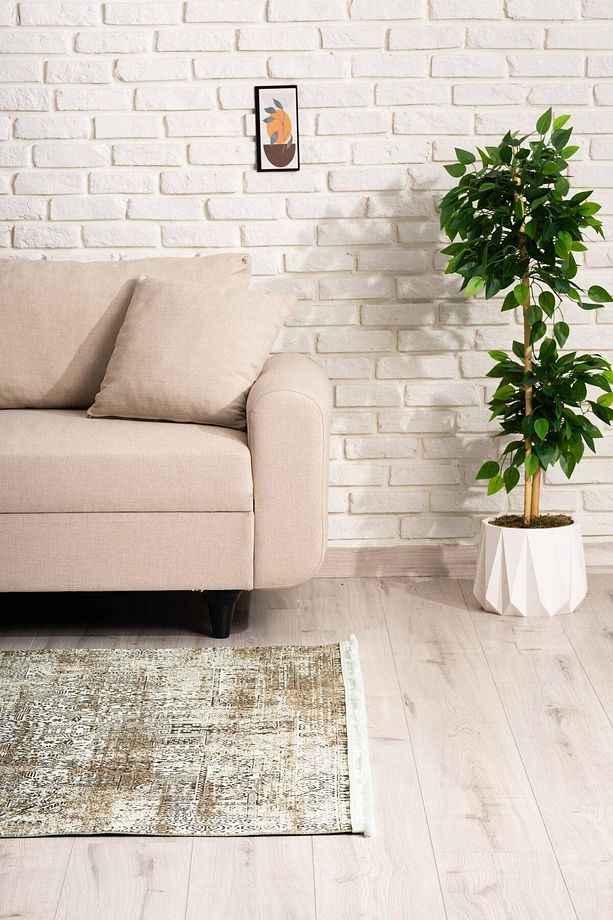 Iskandinav Desenli Vizon Yıkanabilir Kaymaz Taban Şönil Salon Mutfak Halısı 7609 - 7