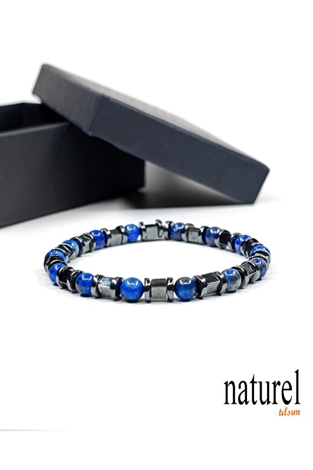 Lapis Lazuli-Hematite Natural Stone Unisex Bracelet