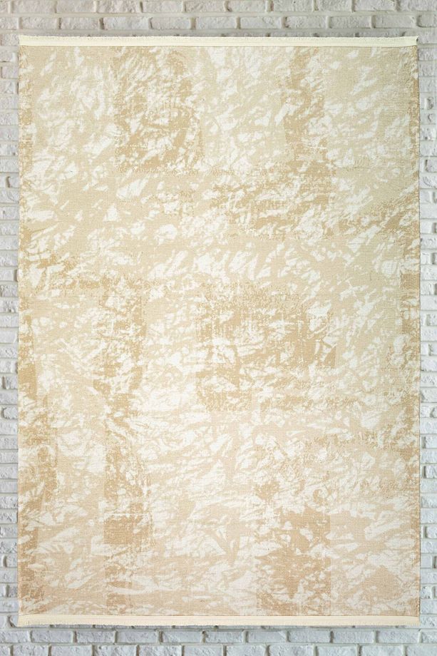 Abstract Desenli Krem Yıkanabilir Kaymaz Taban Şönil Koridor Salon Mutfak Halısı 7827 - 1