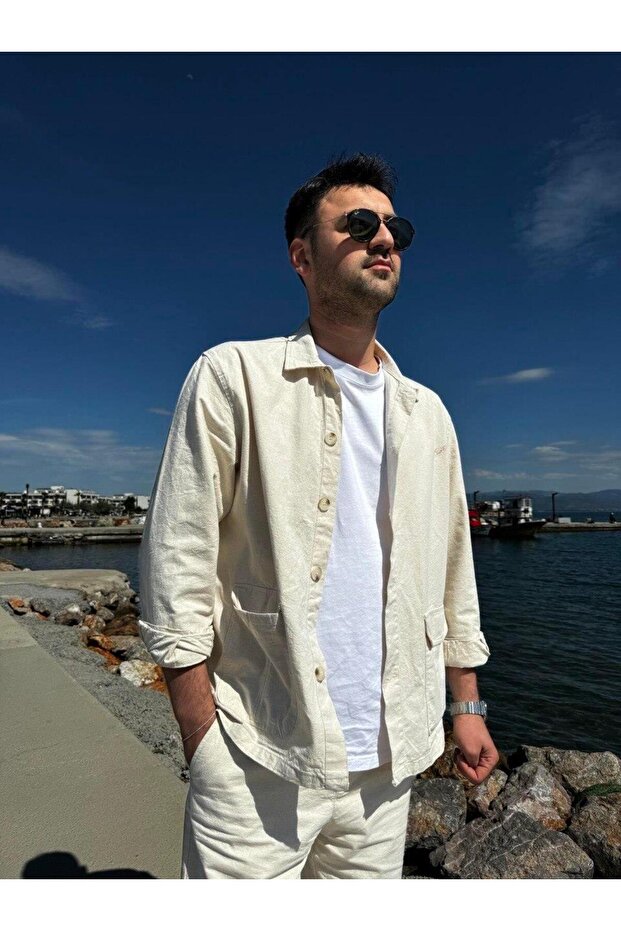 Krem Keten Ceket - 2