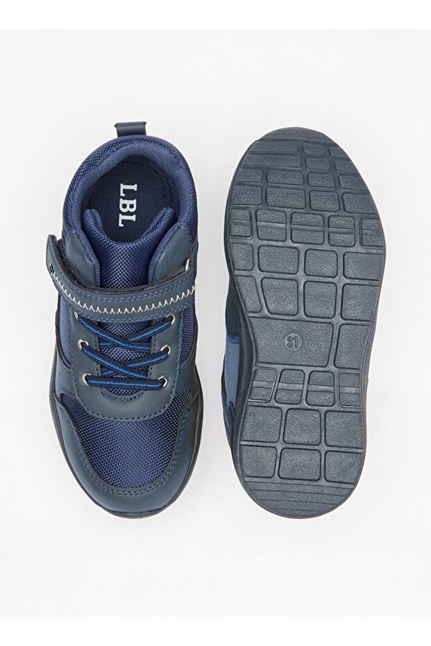 Panelled High Cut Sneakers with Hook and Loop Closure - 4