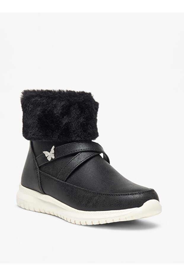 Flora Bella Plush Detail High Cut Boots with Zip Closure