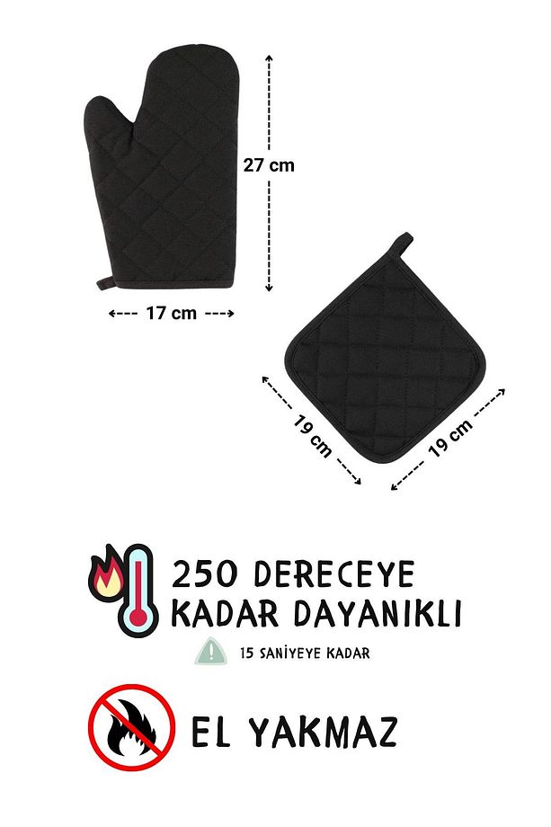 Simple 3'lü Set Ayar Askılı Mutfak Önlüğü Seti (ELDİVEN, TUTACAK) - 7