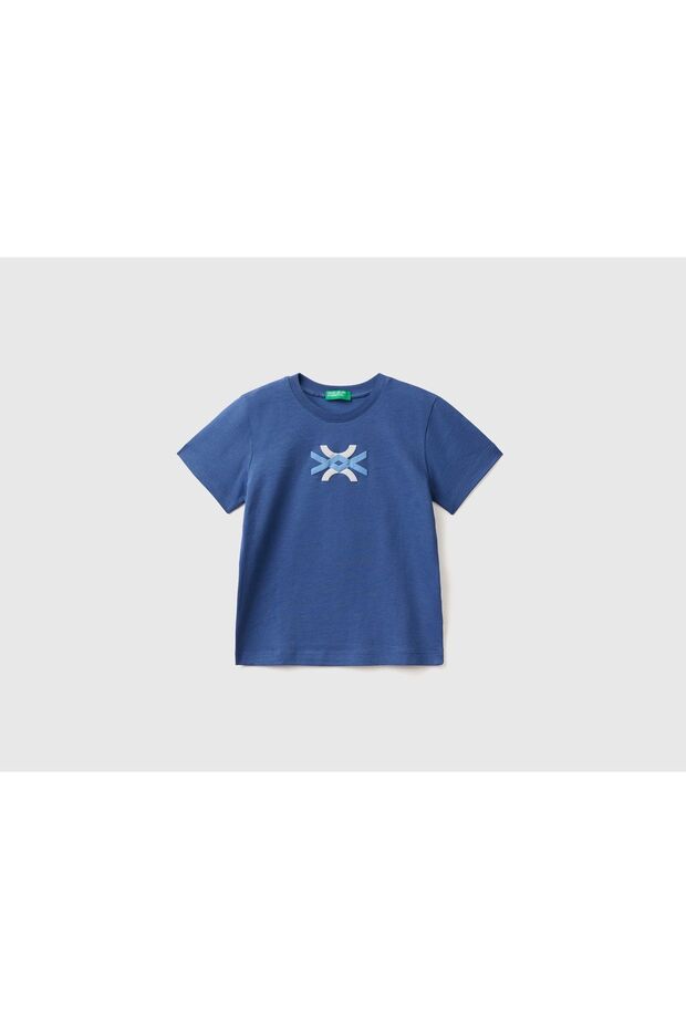 Boy's Cobalt Blue Benetton Written Summer T-Shirt Cobalt Blue