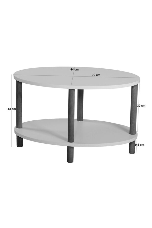 Oval Ahşap Ayaklı Iki Katlı Gazetelikli - Atlantik Çam Orta Sehpa - 6