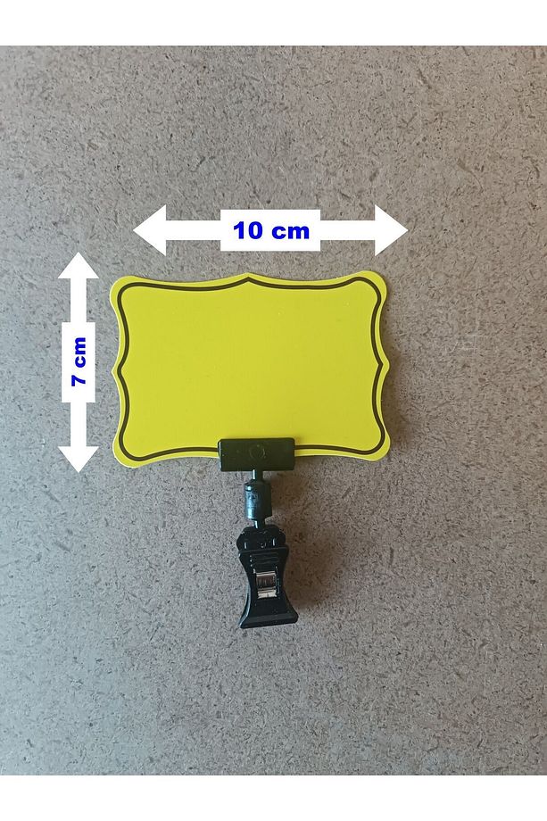 CYS 1045-SARI PVC YAZILIP SİLİNİR MANDALLI DOLAP ŞARKÜTERİ KASAP PASTANE REYON ETİKETİ 7x10 cm - 1