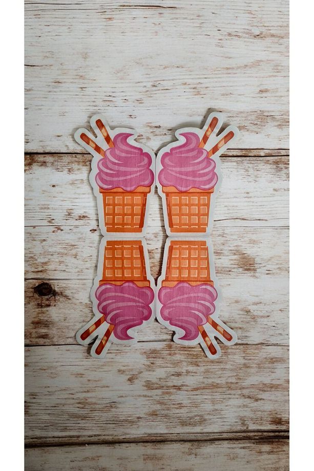 Dondurma İce Cream Desenli Renkli Baskılı Kağıt Peçete 16x8 cm 10 Adet - 2