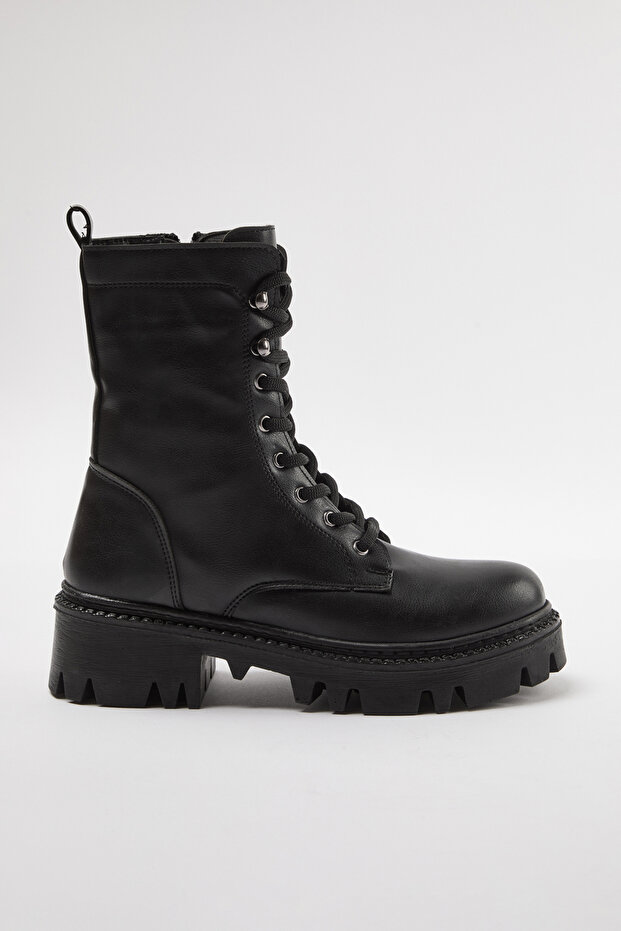 Чорні черевики на підборах 6 см з блискавкою та шнурівкою TAKAW25BO00025 - 6