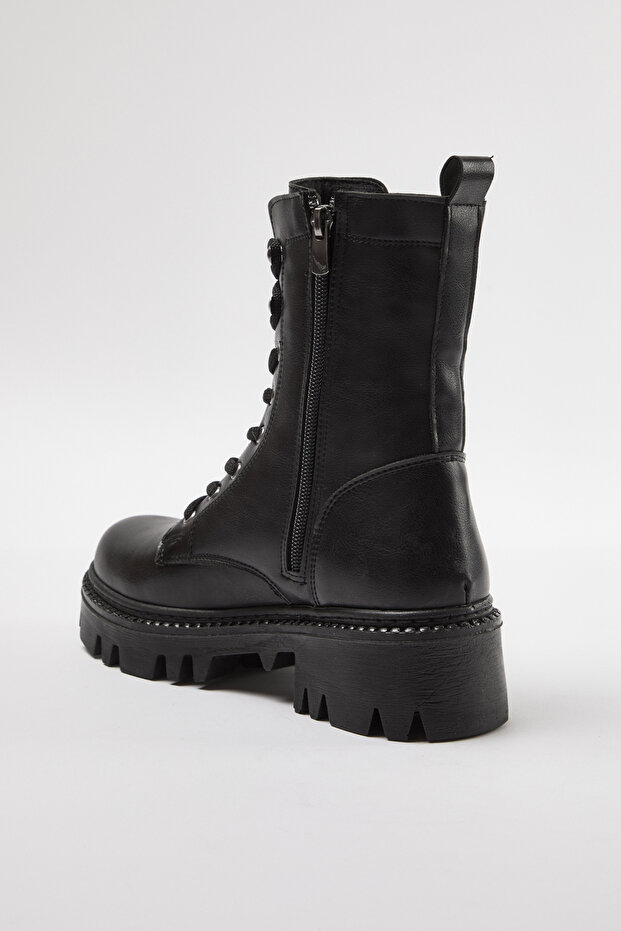 Чорні черевики на підборах 6 см з блискавкою та шнурівкою TAKAW25BO00025 - 7