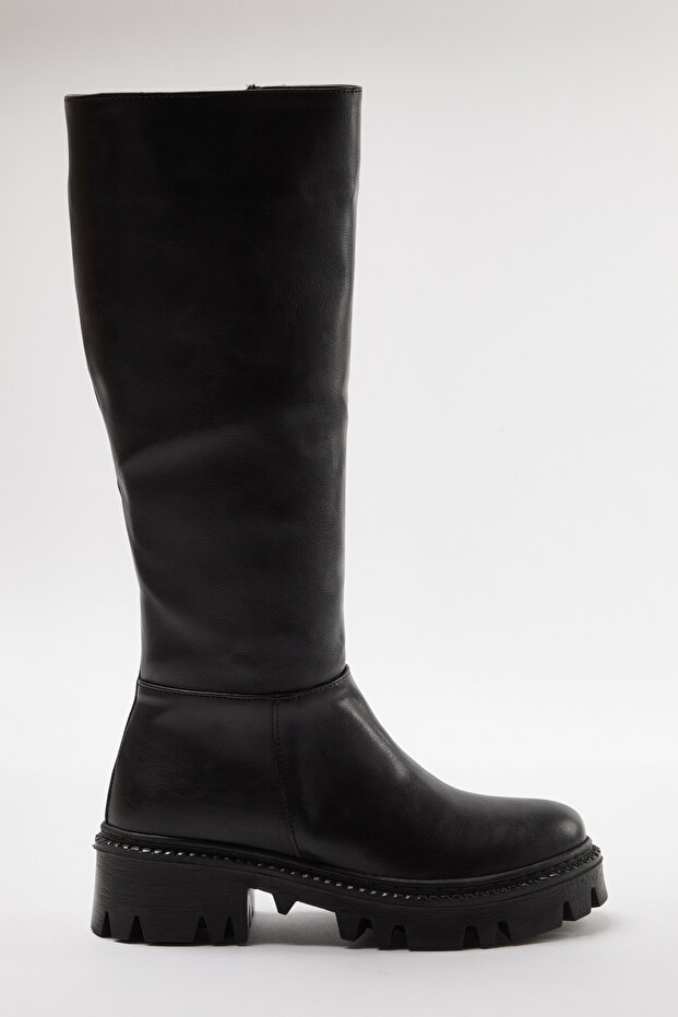 Černé dámské kozačky na zip se silnou podrážkou Takaw25Cz00005 - 4