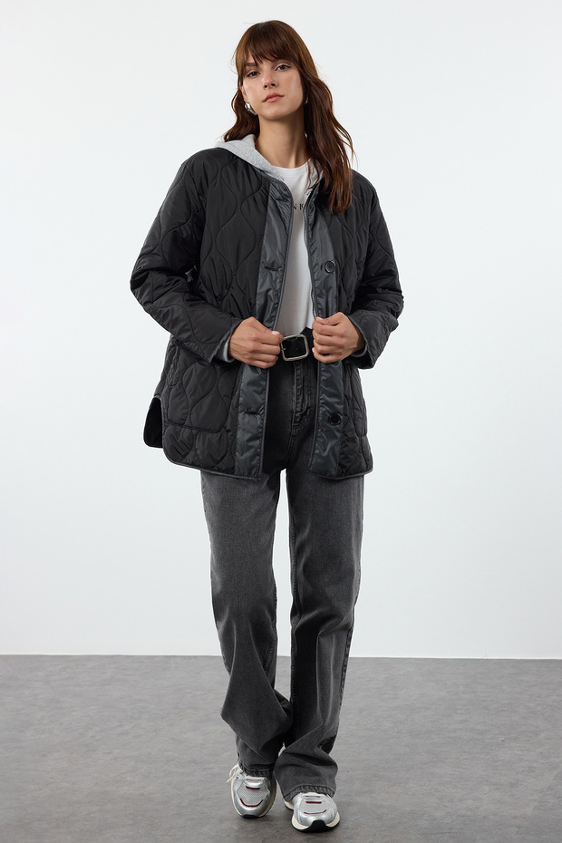Siyah Oversize Mont TWOAW23MO00134 - 6