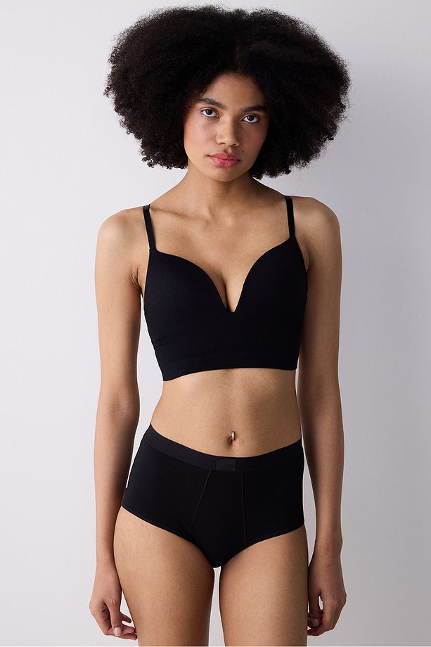 Essentials High Waist Siyah Slip Külot - 1