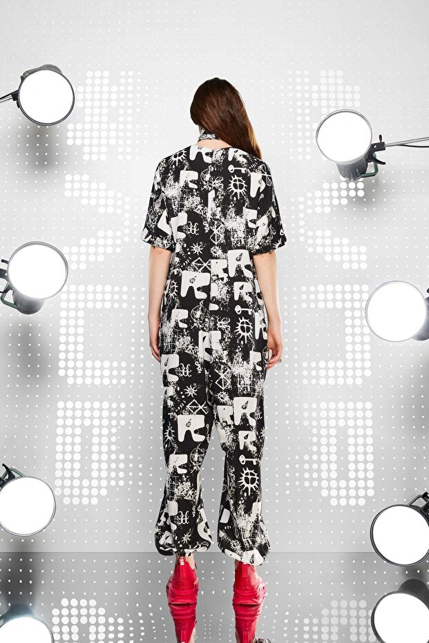 Siyah Beyaz Tulum 15276 - 4