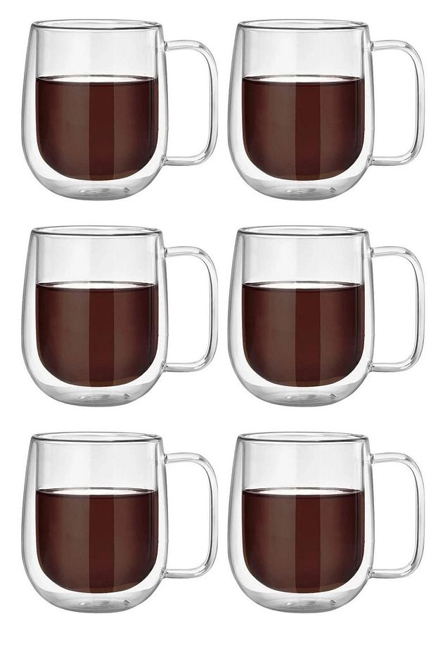 Çift Cidarlı Borosilikat Cam Nescafe,latte,filtre Kahve,süt,bitki Çayı Kupası 300 ml 6 Adet 2769 - 1
