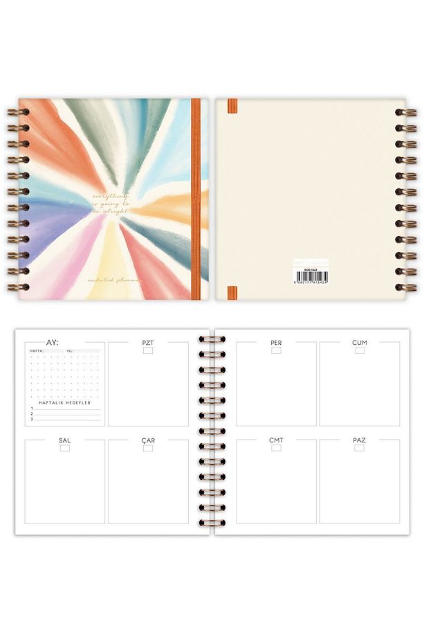 15x15 cm Kare 2'li Set Spiralli Süresiz Planlayıcı Ajanda ve Defter - 8