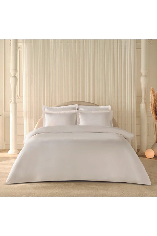 White Collection 120 Thread Count 100% Cotton Percale Double Duvet Cover Set White