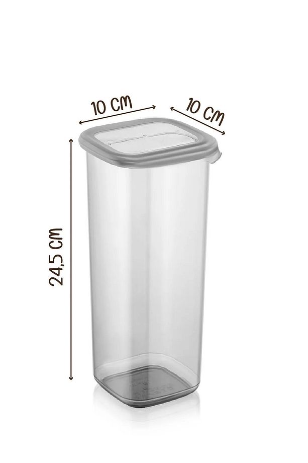 9'lu Jumbo Boy Etiketli Square Kare Erzak Saklama Kabı Seti 1750 ml - Sert Kapak Büyük Kavanoz - 2