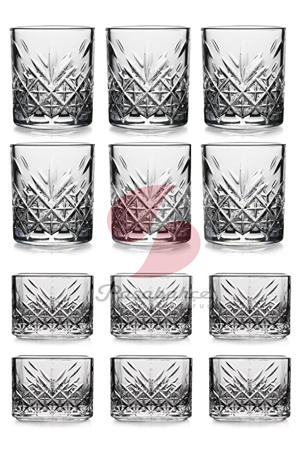 Timeless 12 Piece Set - Soft Drink, Whiskey Glass and Square Snack Bowl
