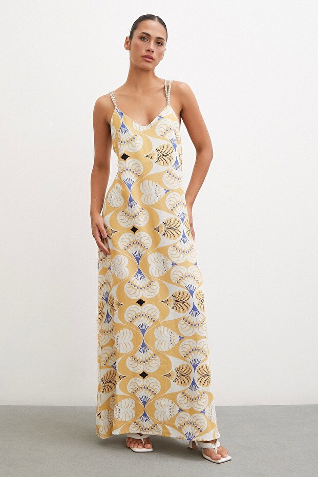 İp Askılı Elbise Hardal - 4