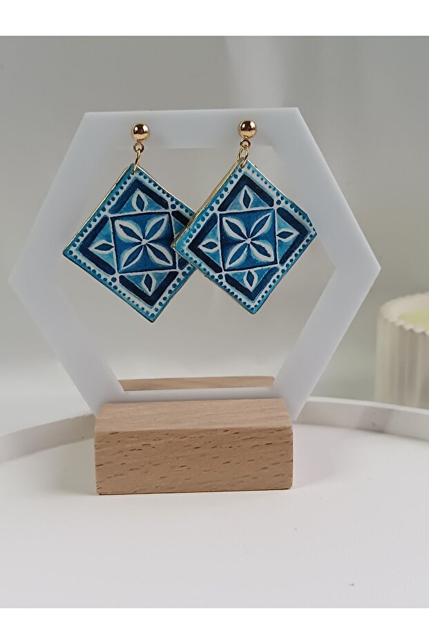 CERAMIC PATTERN POLYMER CLAY EARRING - 1