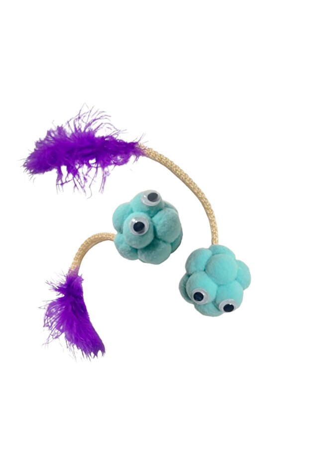 Cat Play Ball with Colorful Pompoms