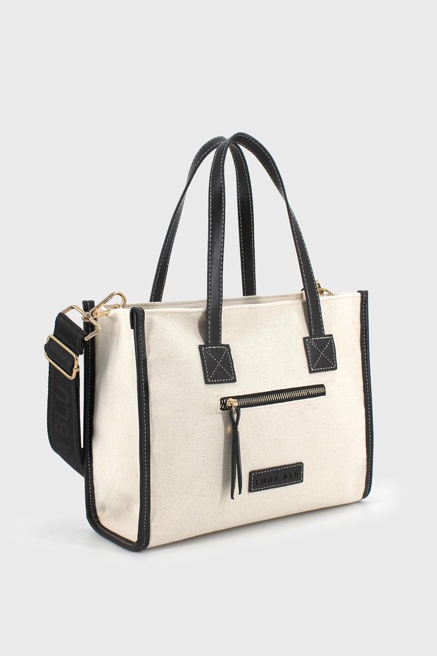 Women's Black Canvas Zipper Detailed Crossbody Bag
