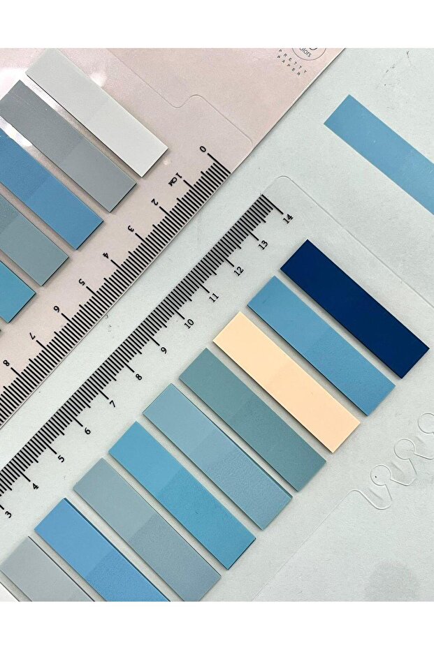10 Different Shades of Blue Colored Ruler Transparent Index Page Sticker