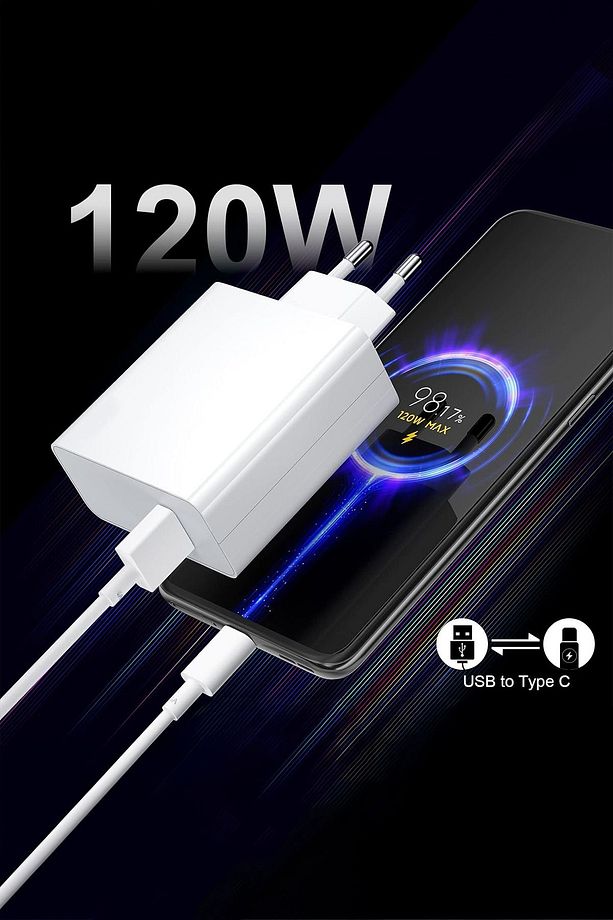 120 Watt Samsung Redmi Oppo Xiaomi Huawei Uyumlu Turbo Hızlı Şarj Cihazı Fast Dualcom Şarj Seti - 2