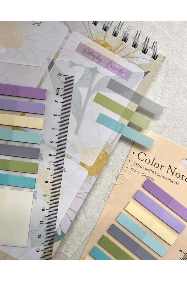 8 Renkli Cetvelli Mor Ve Mavi Tonları Şeffaf Pet Indeks / Index Sticker / Sticky Note / Post-it - 5