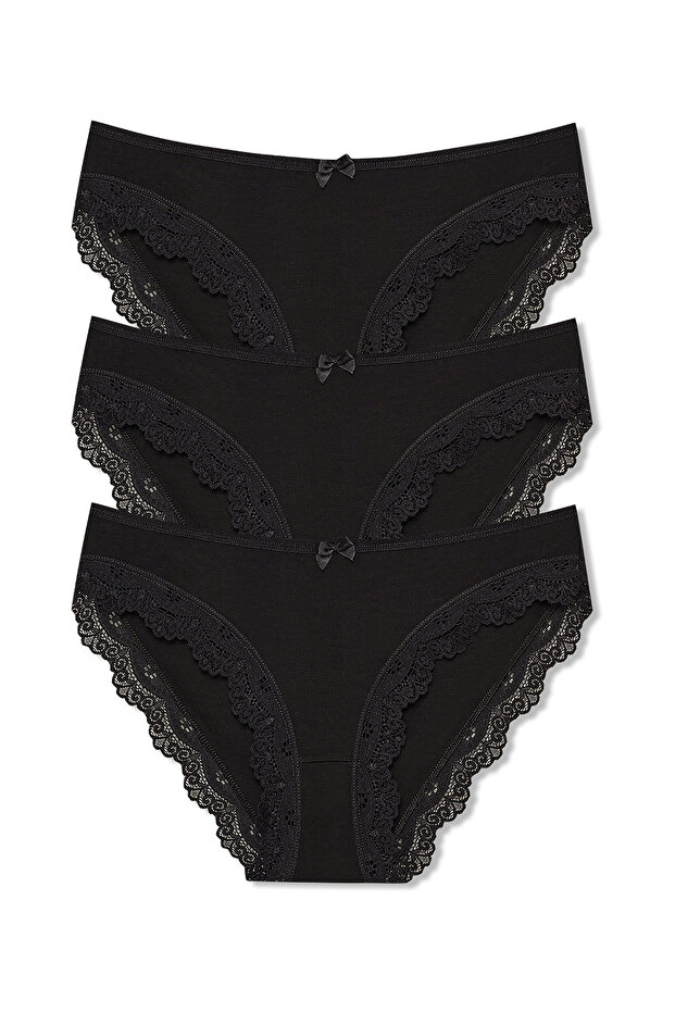 3-Piece Sur Lace Detailed Cotton Women's Panties