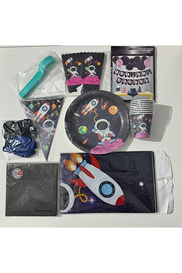 Space Cosmic Astronaut and Shuttle Concept Party Set for 8 People