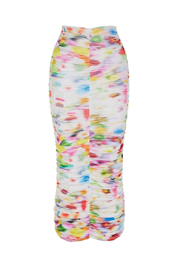 Desenli Drapeli Etek - 4