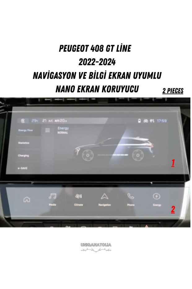 واقي شاشة نانو متوافق مع الملاحة وشاشة المعلومات Peugeot 408 Gt Line