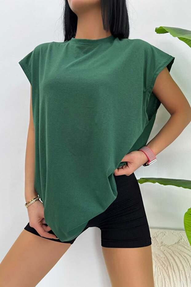 Plain Wear Out Women's Sleeveless Zero Sleeve Trend T-Shirt