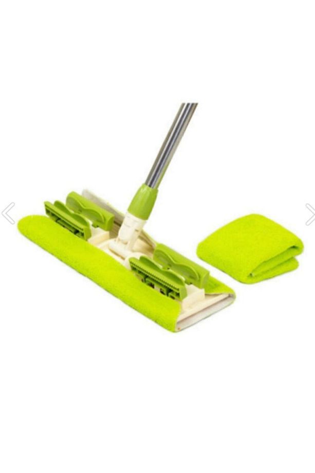( 1 Adet Yedek Bez Hediyeli ) Yer Mopu Fayans Duvar Yüzey Temizlik Mikrofiber Paspas Mandallı Mop - 5