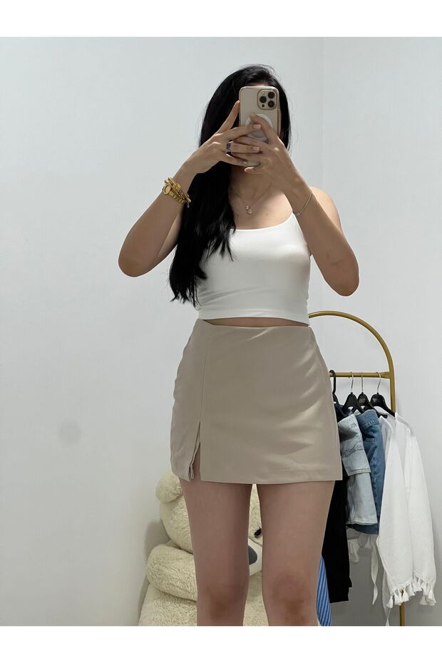 Bej şort etek - 1