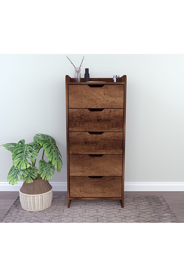 Lodos 5 Çekmeceli Ceviz Şifonyer - 2