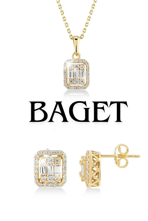 Baget Taşlı Altın Set - 1