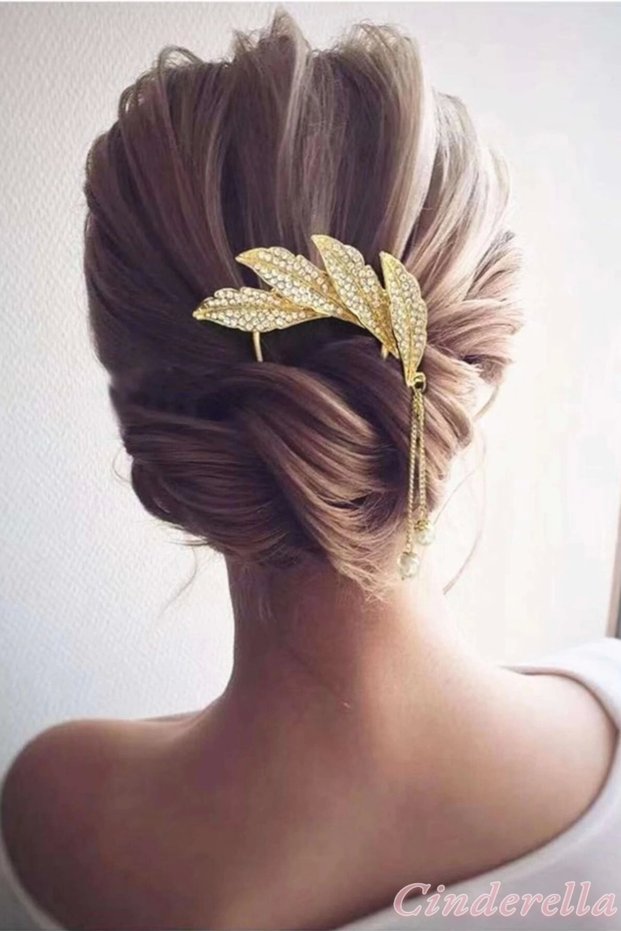 Feather Design Metal Knob Hairpin with Hanging Pearls - Gift for Mother, Teacher, Friend, Hair Accessory