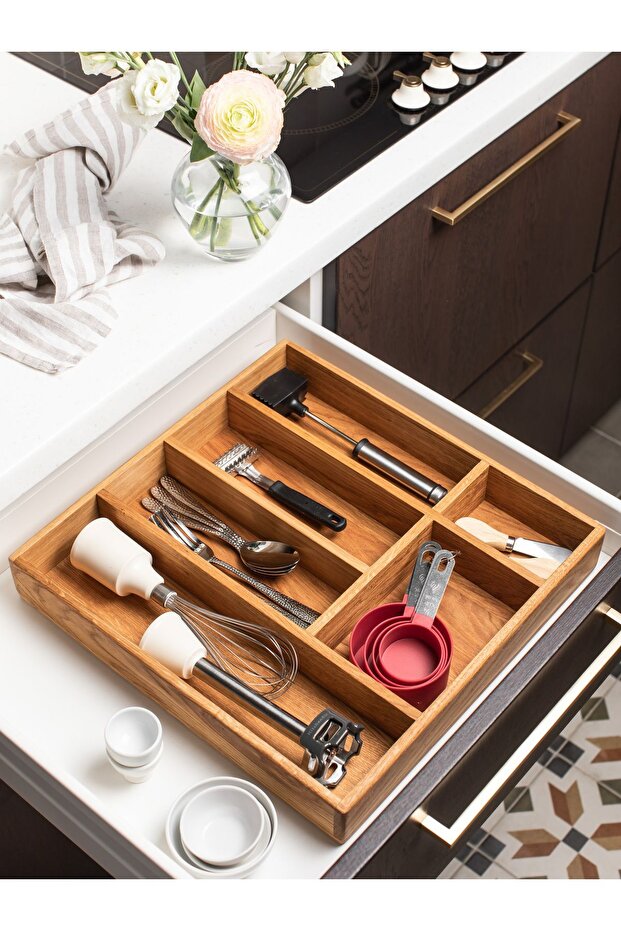 Wooden Drawer Organizer - Cutlery - Fork, Knife, Spoon Organizer - Premium Wooden Box